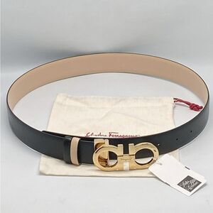 Salvatore Ferragamo Black and Gold Belt